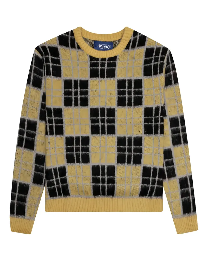 AWAKE NY Karierter Pullover aus Mohair - Gelb Gelb