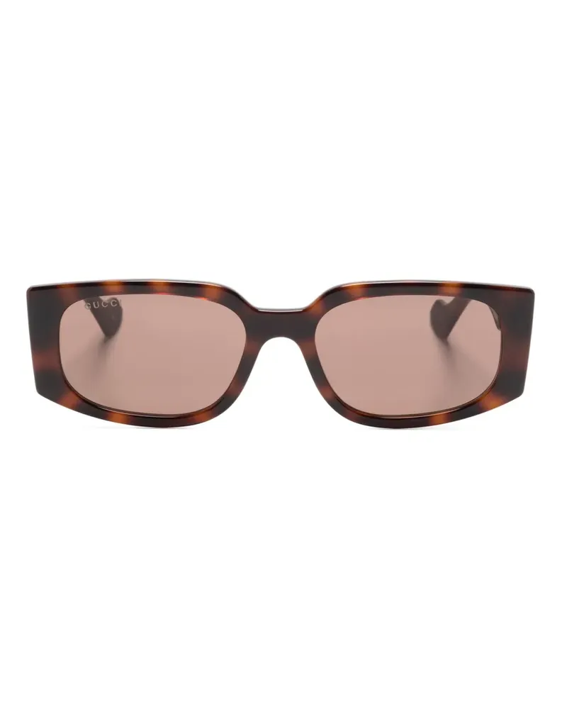 Gucci Eckige Sonnenbrille mit GG - Braun Braun