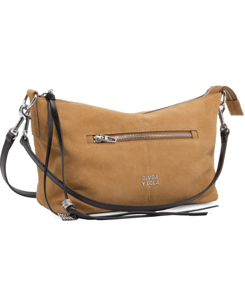 BIMBA Y LOLA Große Madrid Tasche aus Wildleder - Nude Nude
