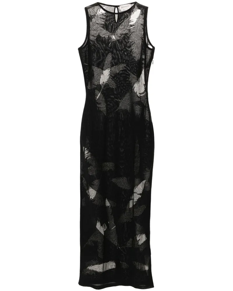 Alexander McQueen Bleistiftkleid mit Feder-Intarsie - Schwarz Schwarz