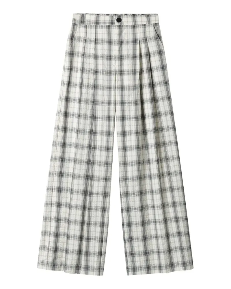 Tout a Coup Karierte Hose mit elastischem Bund - Weiß Weiß