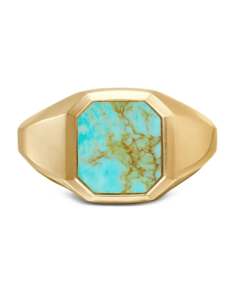 David Yurman 18kt Streamline® Signet Gelbgoldring mit Türkis Gold