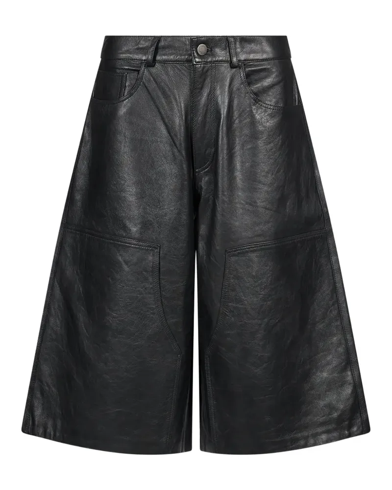 Haikure Legacy Wide-Leg-Shorts aus Leder - Schwarz Schwarz