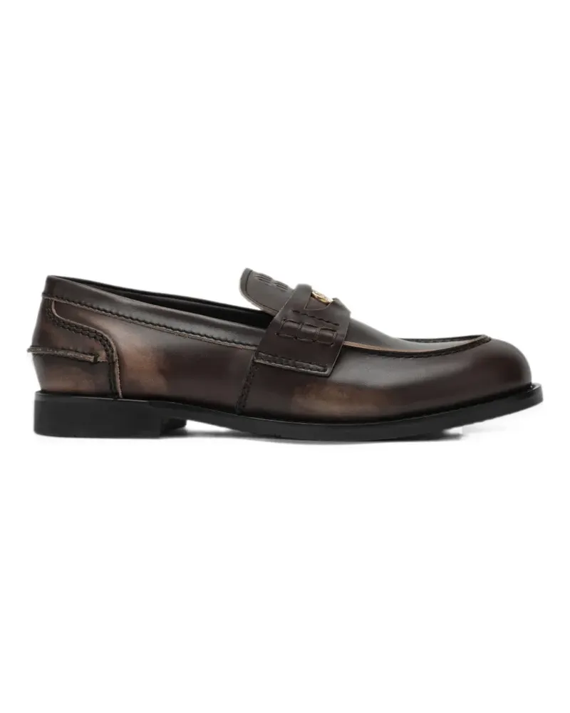 Miu Miu vintage-effect leather penny loafers - Braun Braun