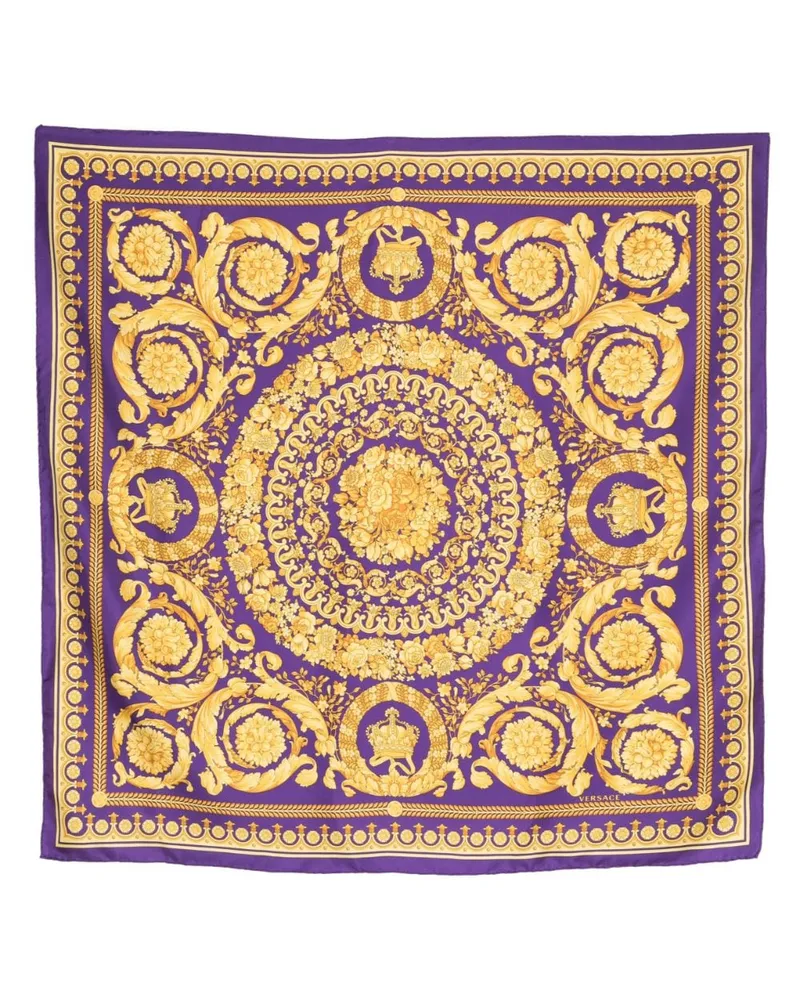 Versace Seidenschal mit Blumen-Print Violett