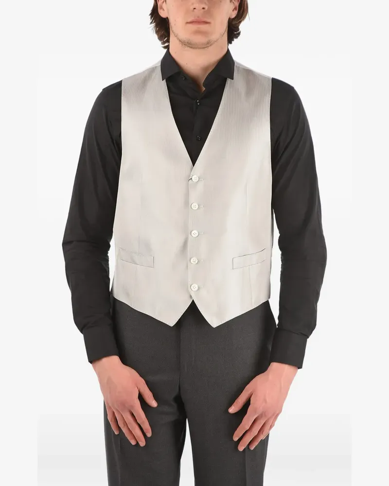 Corneliani herringbone-pattern silk waistcoat - Nude Nude