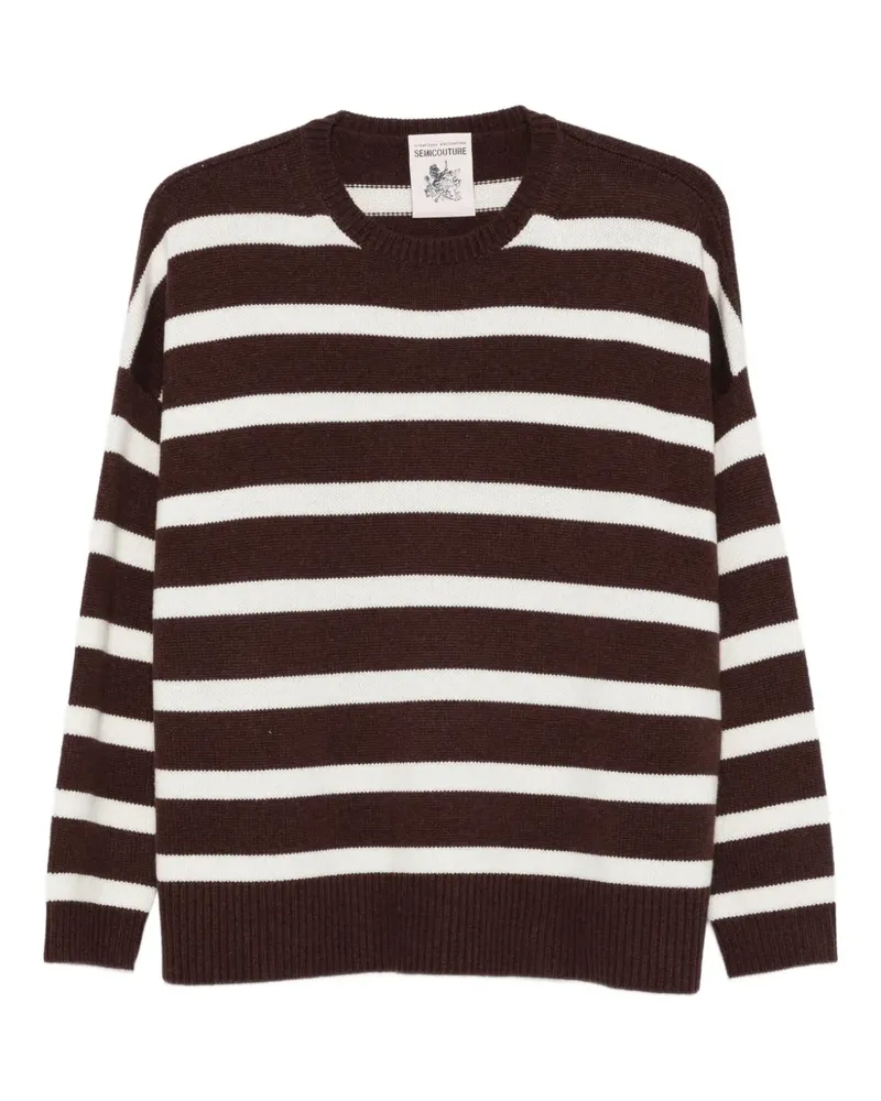 Semicouture Gestreifter Abito Karen Pullover - Braun Braun