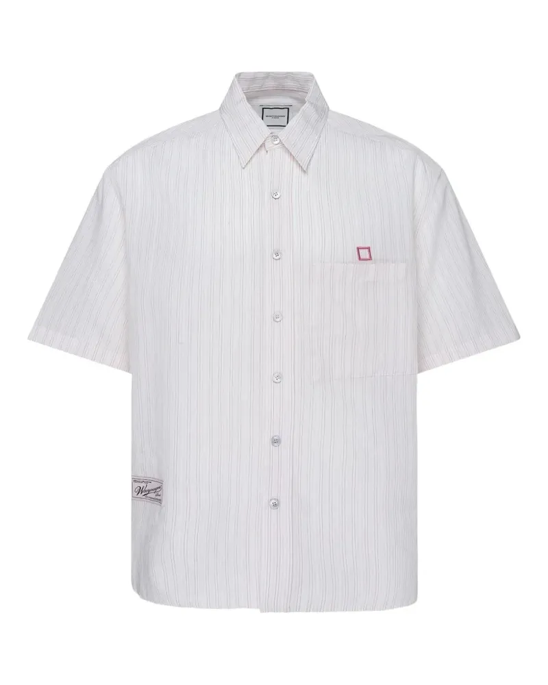 Wooyoungmi stripe-pattern short-sleeve shirt - Nude Nude