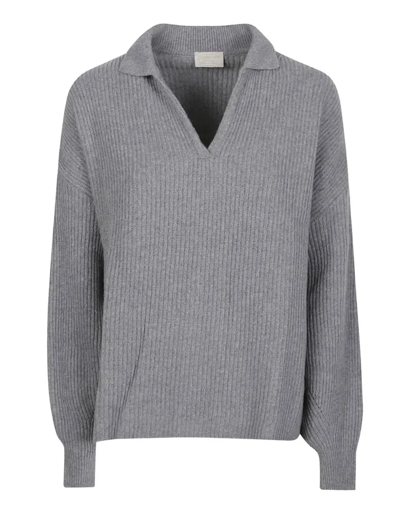 Drumohr  Gerippter Pullover mit V-Ausschnitt - Grau Grau