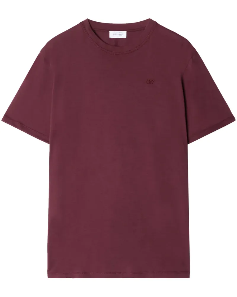 OFF-WHITE T-Shirt mit Logo-Stickerei - Rot Rot