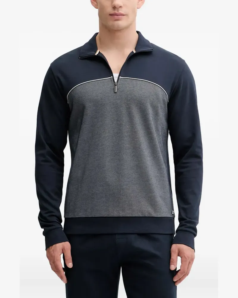 HUGO BOSS Sweatshirt in Colour-Block-Optik - Blau Blau
