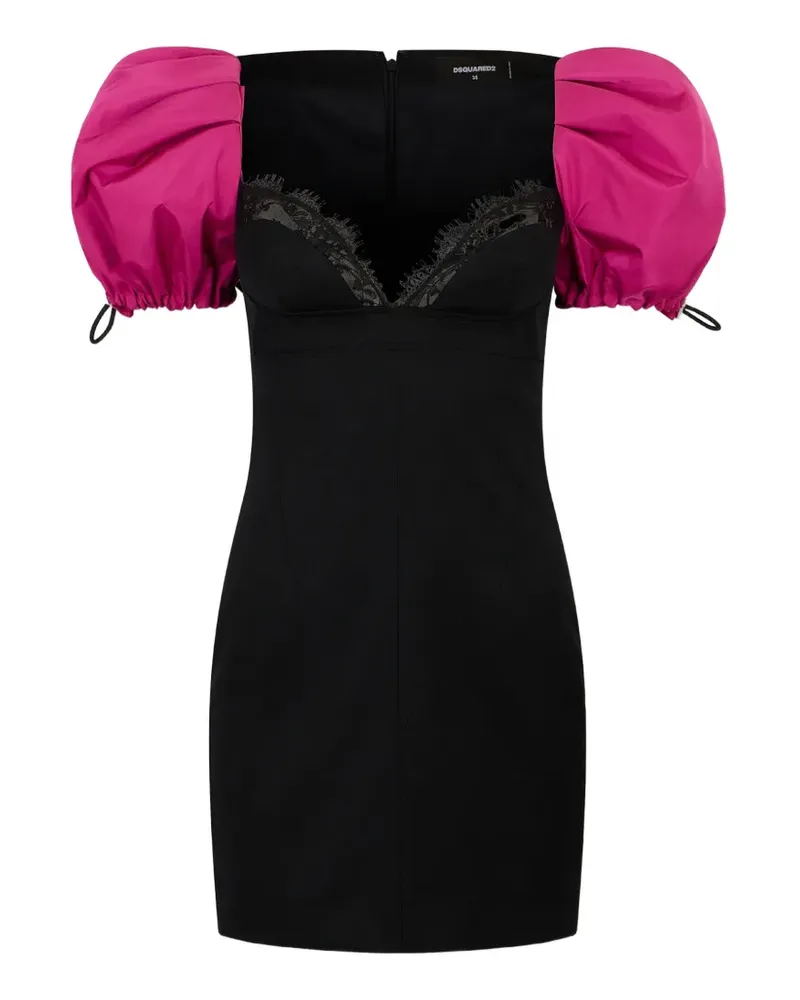 Dsquared2 Snow-Tech Minikleid mit Spitzenbesatz - Schwarz Schwarz