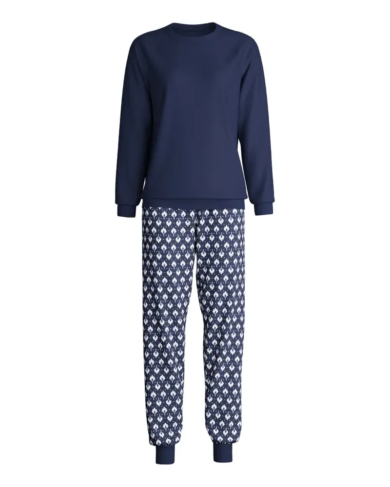 Calida Gemusterter Pyjama mit Raglanärmeln - Blau Blau