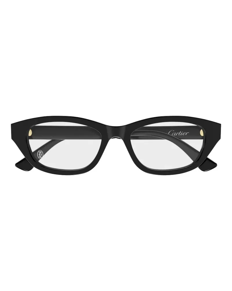 Cartier Eckige Brille mit Logo-Schild - Schwarz Schwarz
