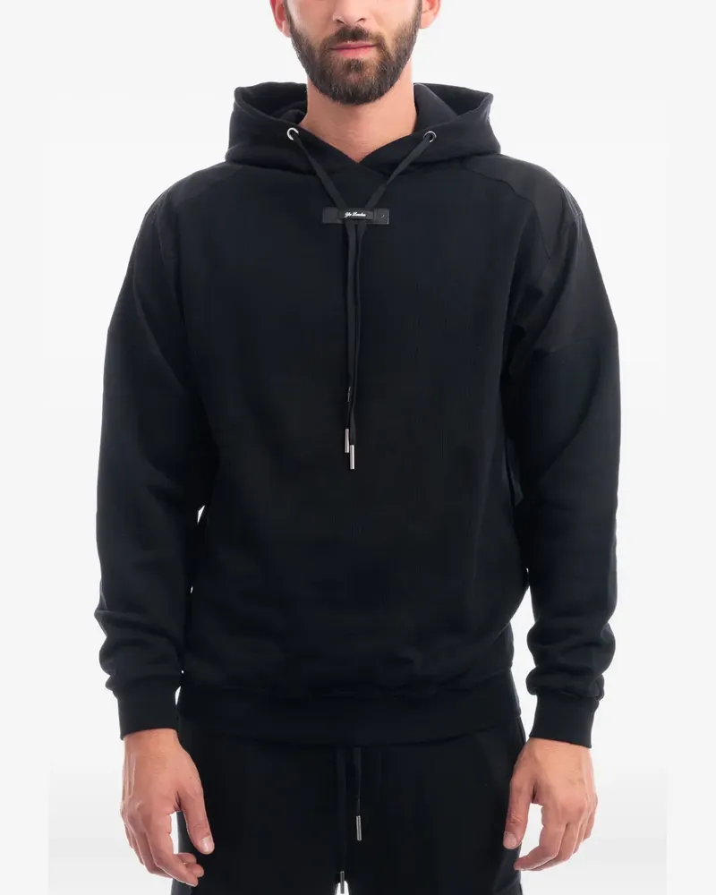 Yes London Hoodie mit Kontrasteinsätzen - Schwarz Schwarz