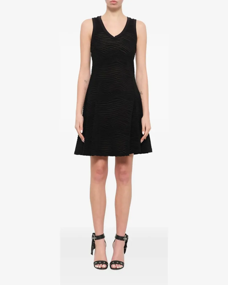 Neil Barrett chevron-patterned V-neck mini dress - Schwarz Schwarz