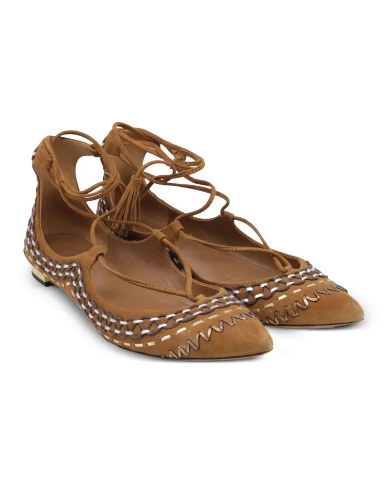 Aquazzura Flache Christy Pumps mit Schnürung - Braun Braun