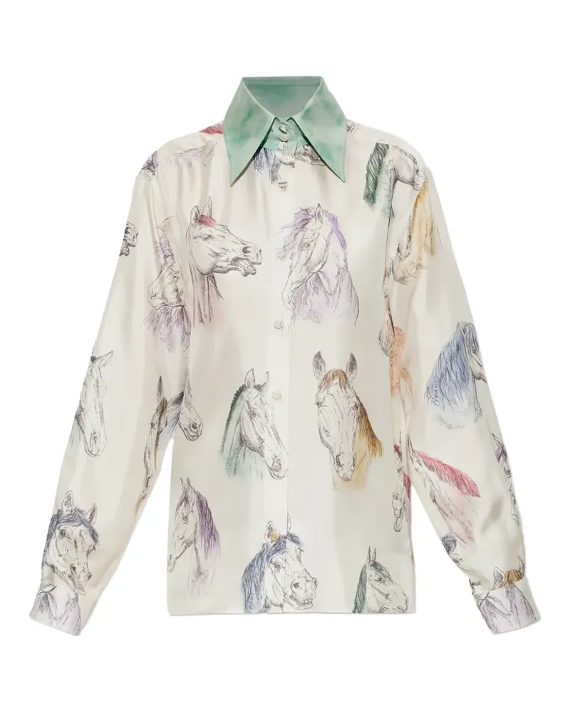 Moschino Seidenhemd mit Pferde-Print - Nude Nude