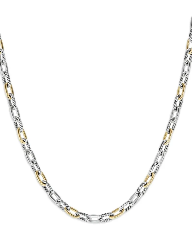 David Yurman 18kt DY Madison Gelbgold- und Sterlingsilberhalskette 5,5mm Silber