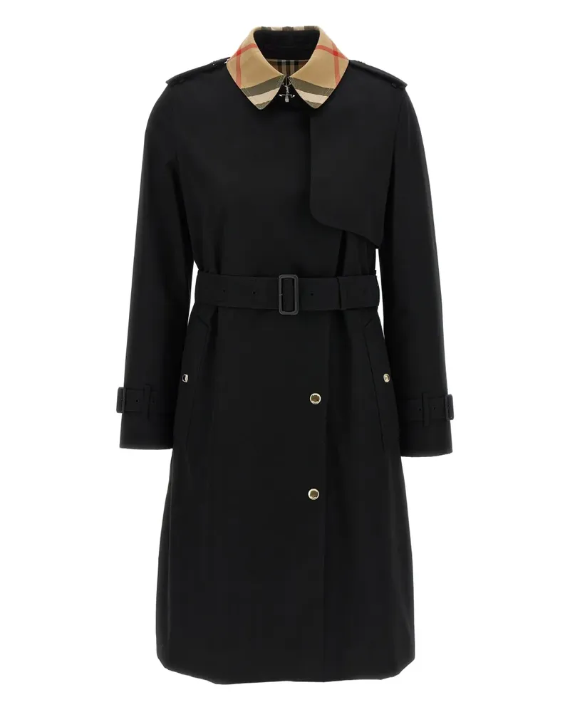 Burberry Karierter Trenchcoat mit Gürtel - Schwarz Schwarz