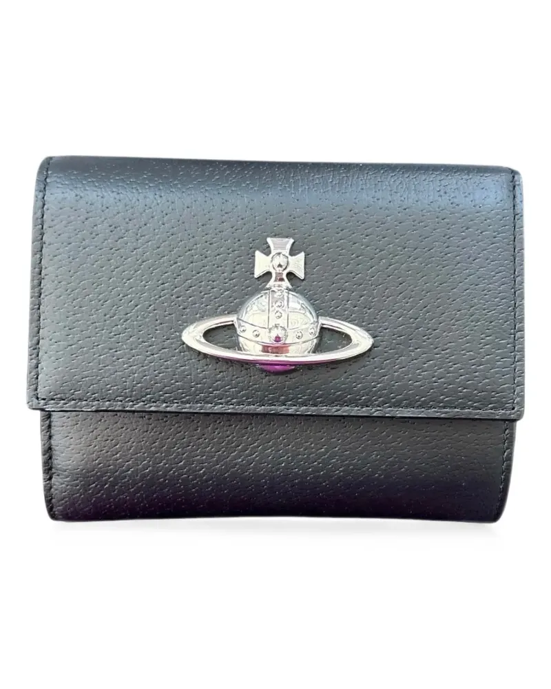 Vivienne Westwood Orb-plaque grained leather wallet - Schwarz Schwarz