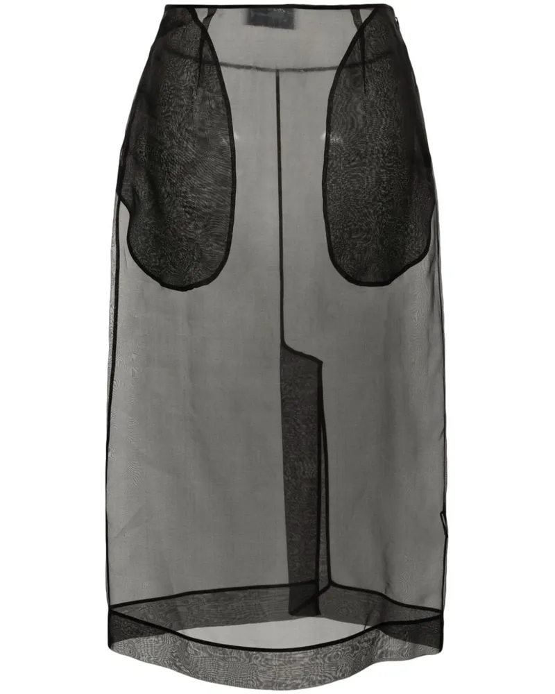 Simone Rocha Semi-transparenter Bleistift-Midirock - Schwarz Schwarz