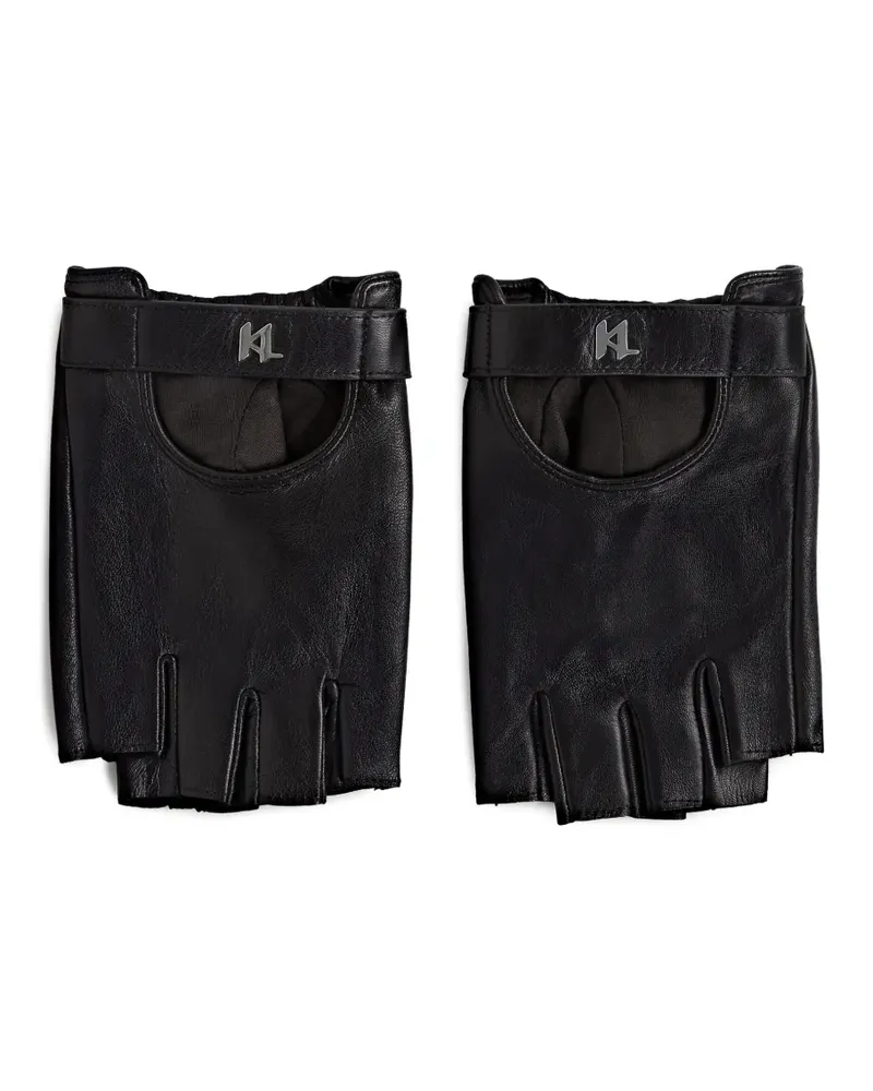Karl Lagerfeld Fingerlose Handschuhe mit Monogramm - Schwarz Schwarz