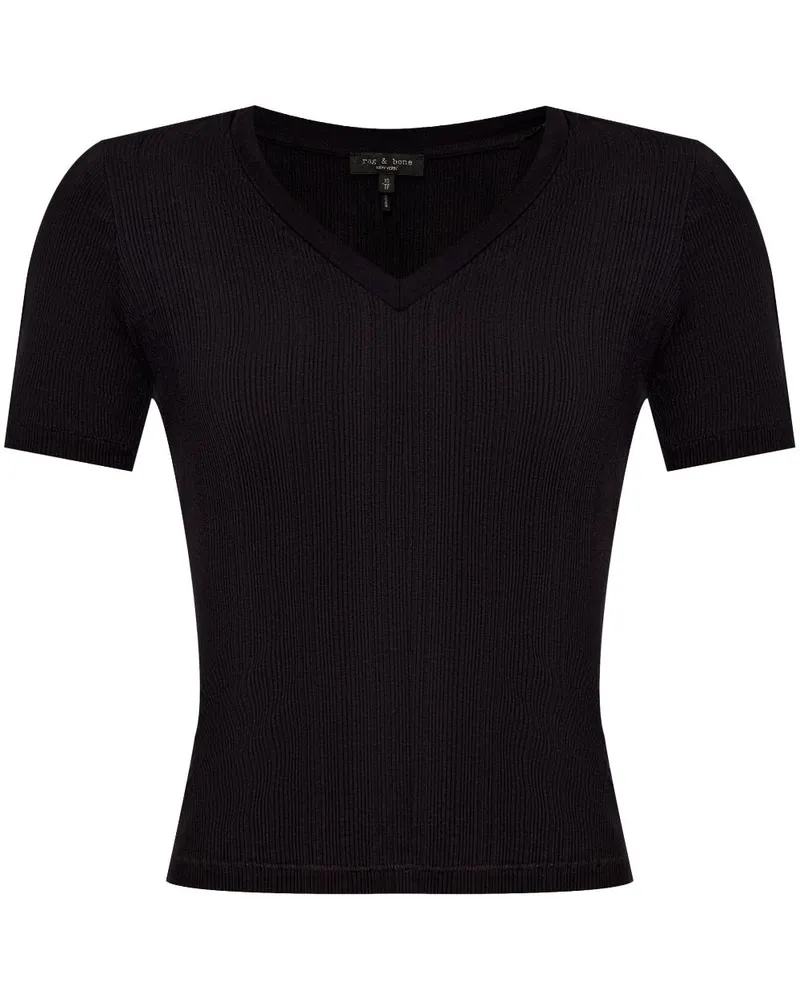 Rag & Bone T-Shirt mit V-Ausschnitt Schwarz