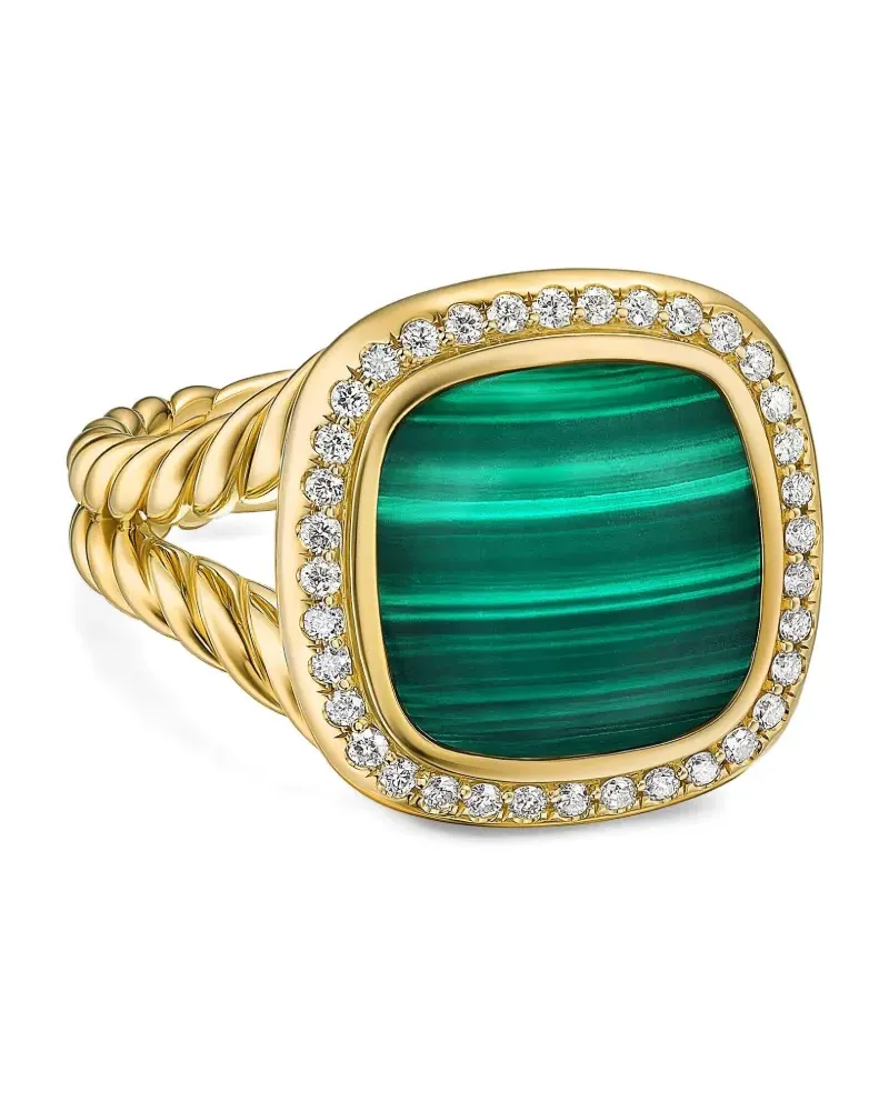 David Yurman 18kt Albion Gelbgoldring mit Malachit und Diamanten 15mm Gold