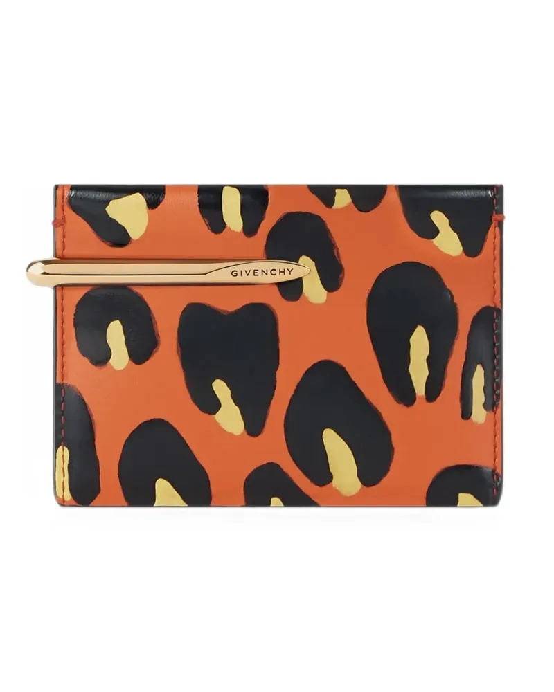 Givenchy Pinch Portemonnaie aus Leder mit Leopardenprint - Orange Orange