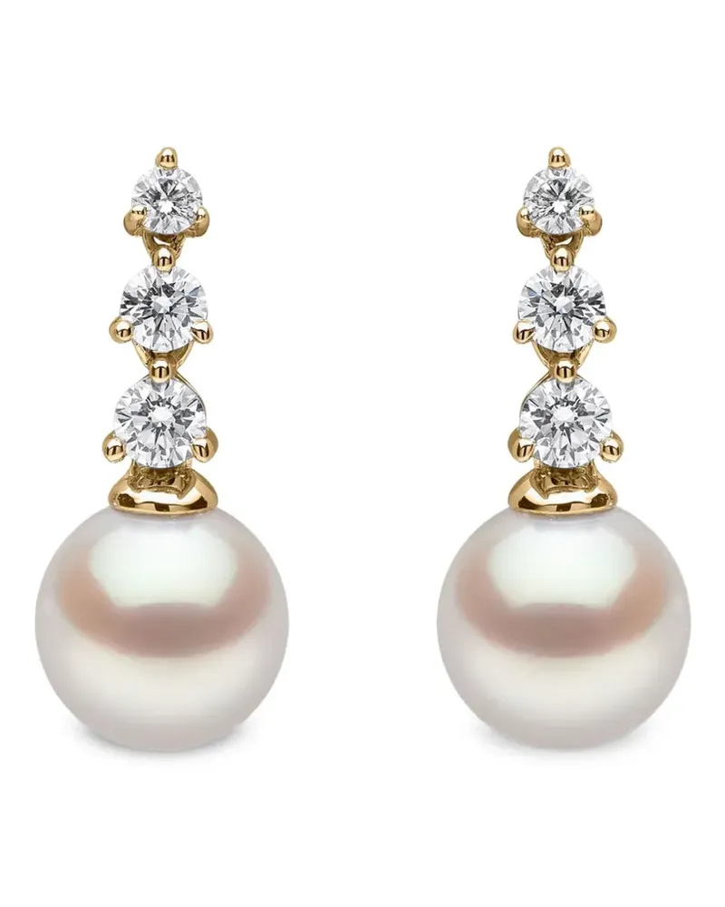 YOKO London 18K yellow gold akoya pearl and diamond earrings Gold