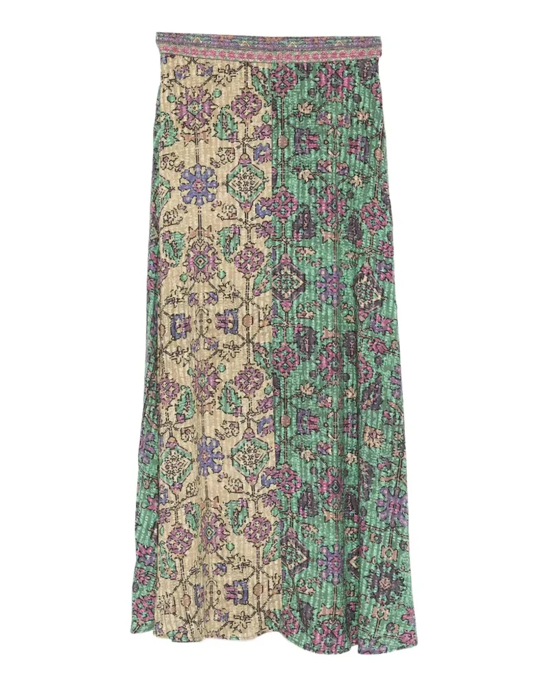 ba&sh geometric-print pleated midi skirt - Nude Nude