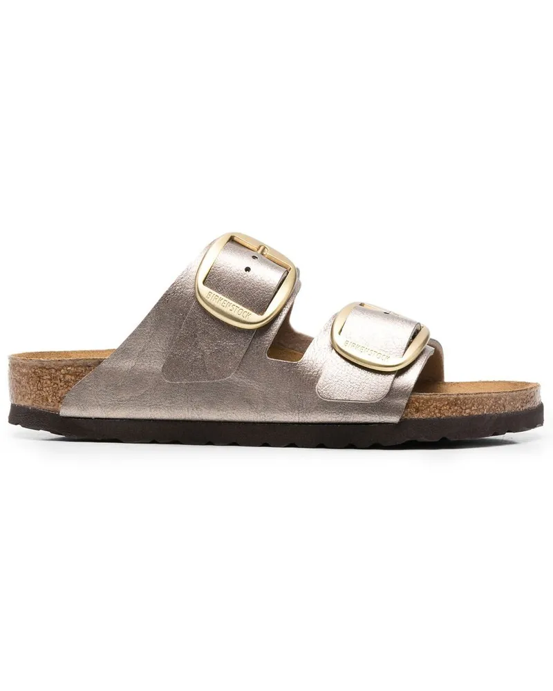 Birkenstock Flache Sandalen im Metallic-Look - Nude Nude