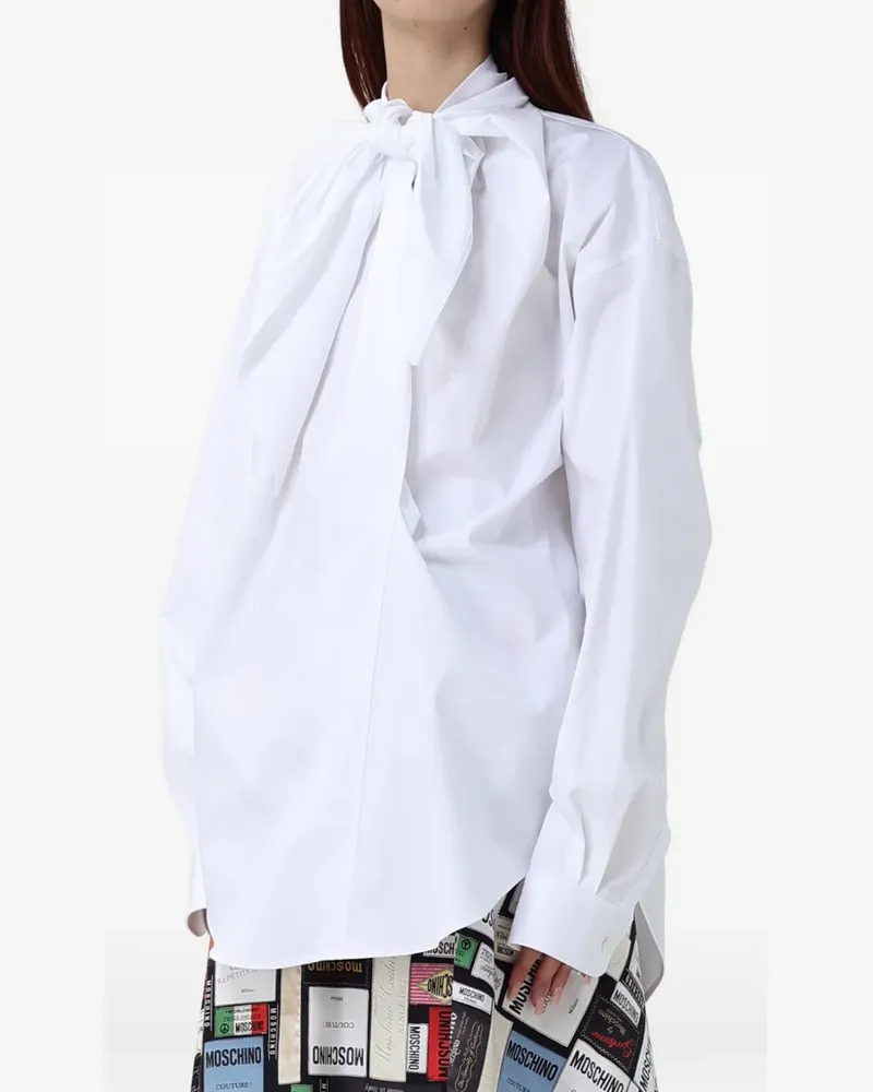 Moschino Langarmshirt mit Schleife - Weiß Weiß
