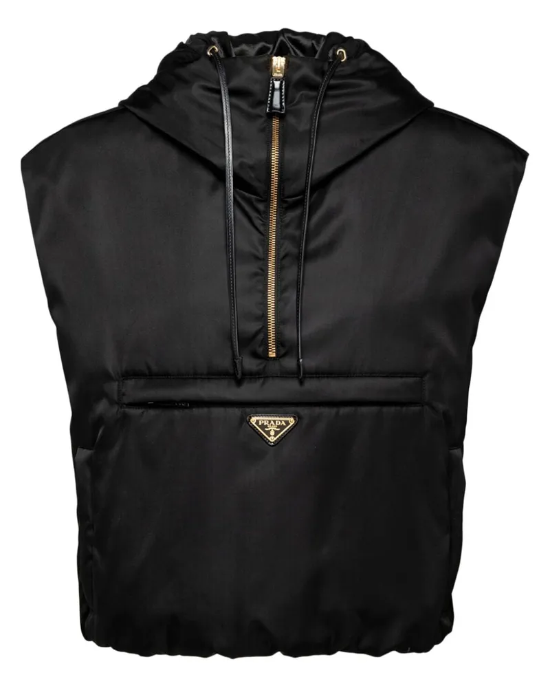 Prada Re-Nylon Kapuzenweste - Schwarz Schwarz