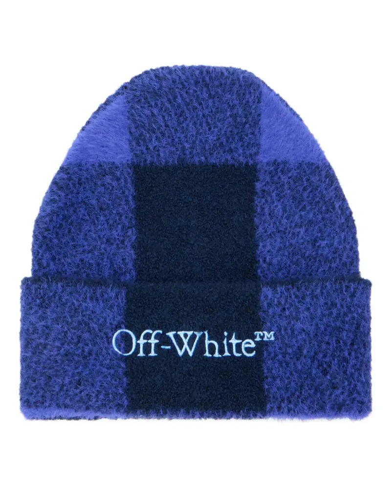 OFF-WHITE Bookish plaid logo beanie - Blau Blau