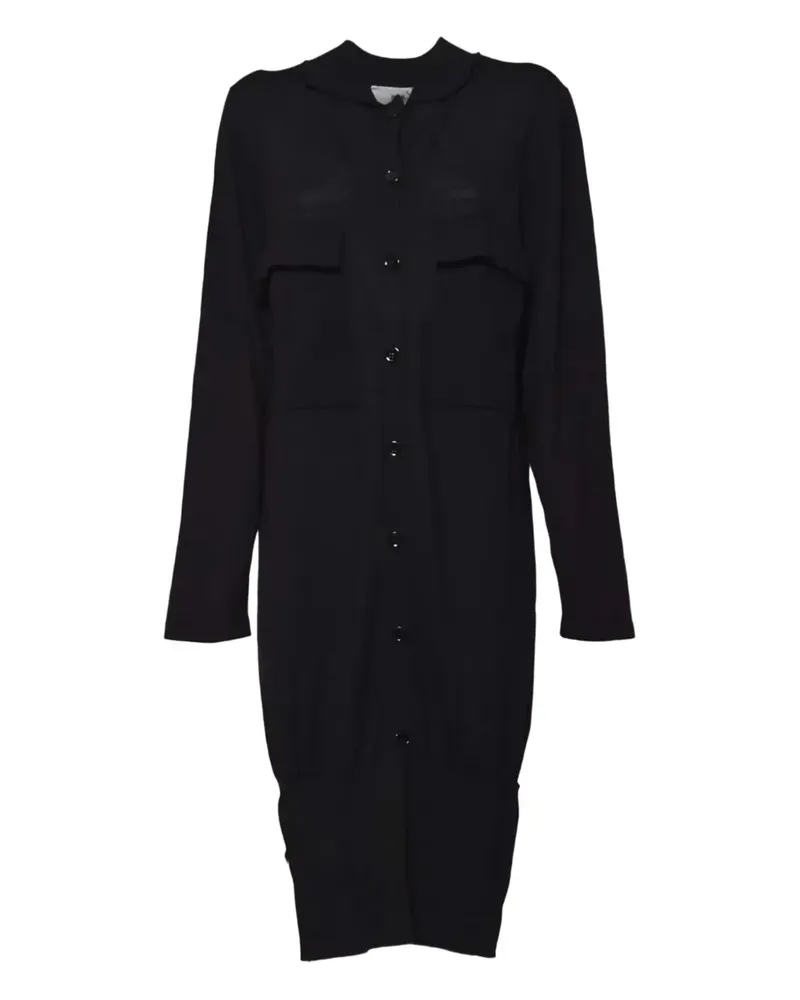 SOLOTRE Strickkleid mit Knöpfen - Schwarz Schwarz
