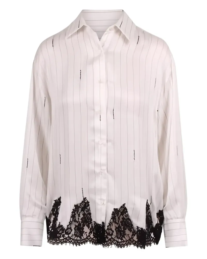 Ermanno Scervino Gestreiftes Hemd mit Spitze - Weiß Weiß