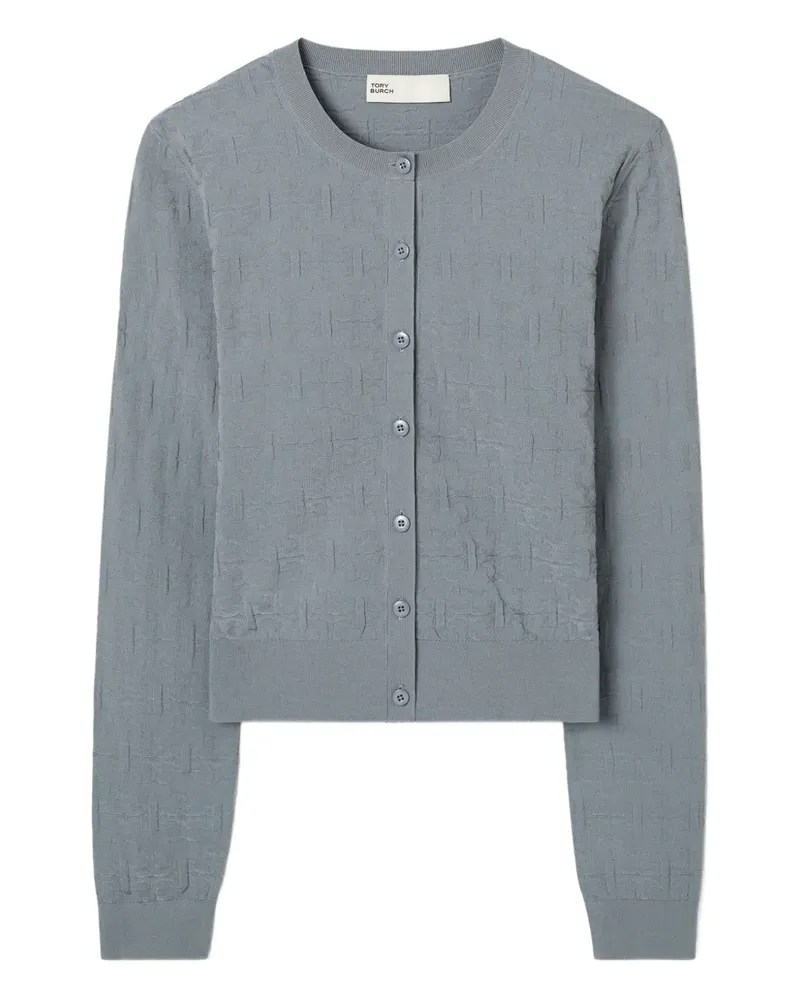 Tory Burch Cardigan aus Monogramm-Jacquard - Grau Grau