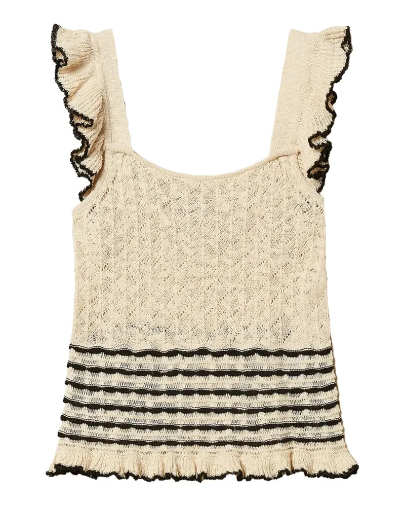 Twin-Set Gerüschte Bluse mit Streifen - Nude Nude