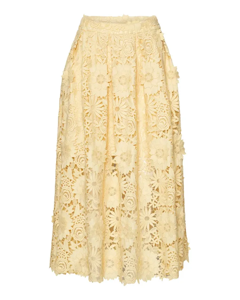 ROTATE Birger Christensen Midirock aus 3D-Spitze - Nude Nude