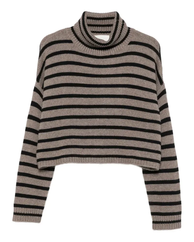 Lisa Yang Gestreifter Zerlina Rollkragenpullover - Nude Nude