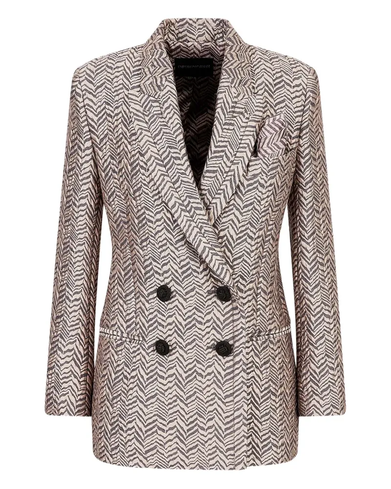 Emporio Armani herringbone double-breasted blazer - Nude Nude