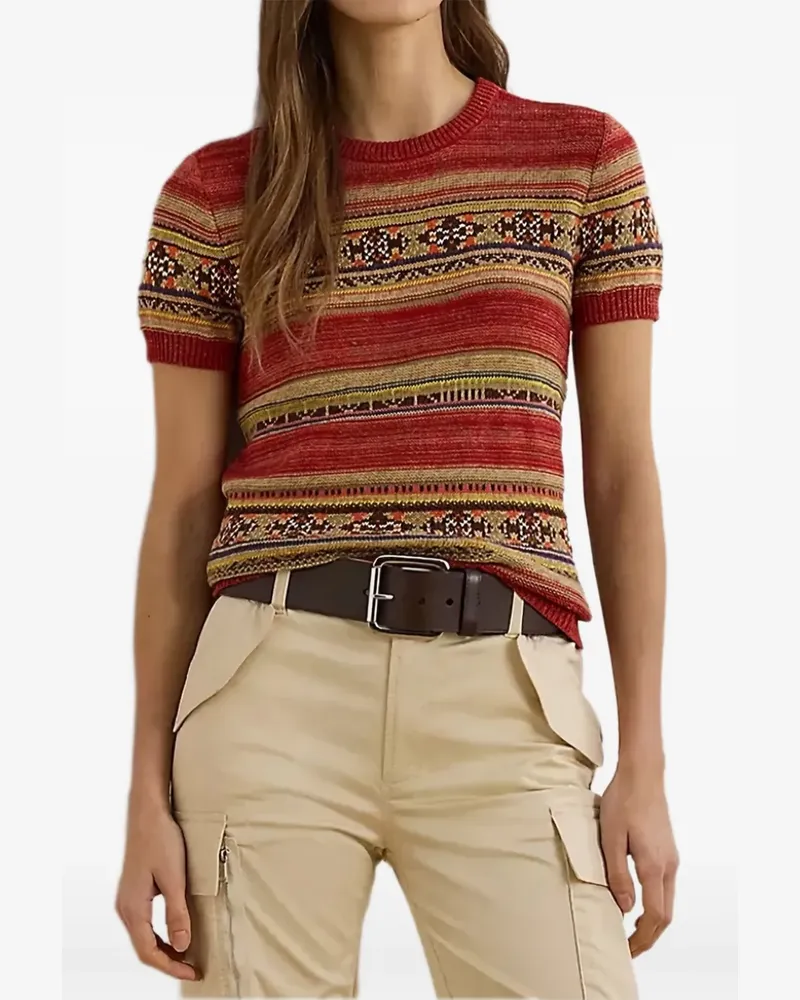 Ralph Lauren Geo-stripe short-sleeve sweater - Rot Rot