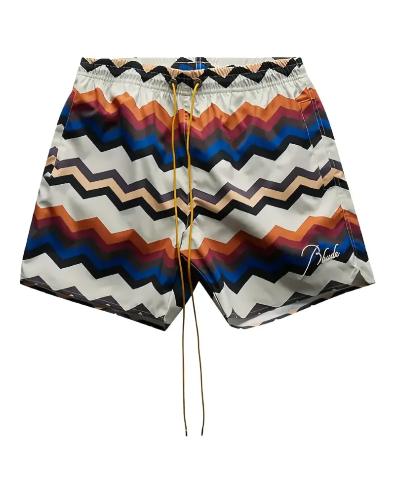 RHUDE Badeshorts mit Zickzackmuster - Nude Nude