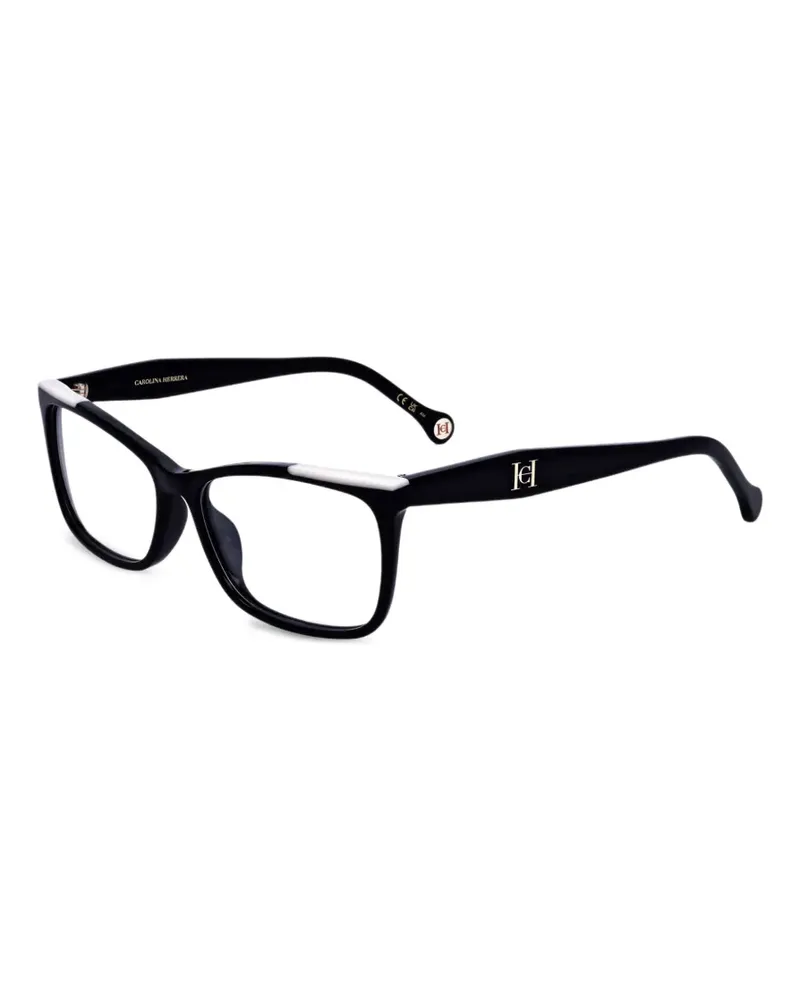Carolina Herrera New York Eckige Brille mit Logo-Schild - Schwarz Schwarz
