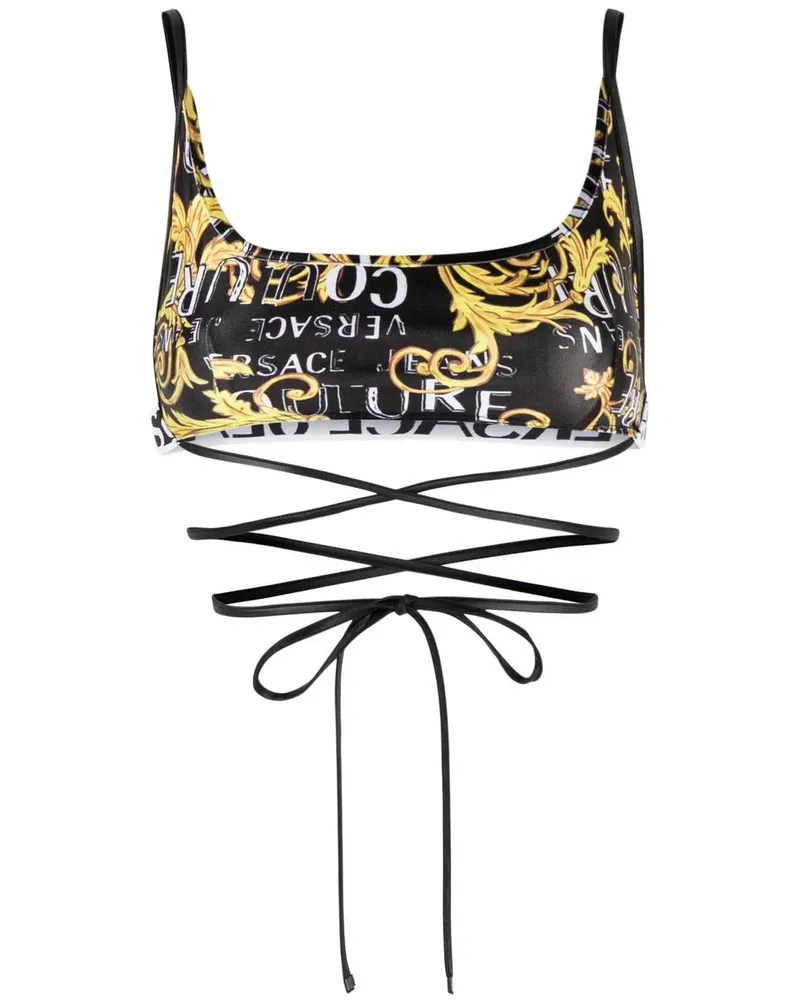 Versace Jeans Cropped-Top mit Barock-Print - Schwarz Schwarz