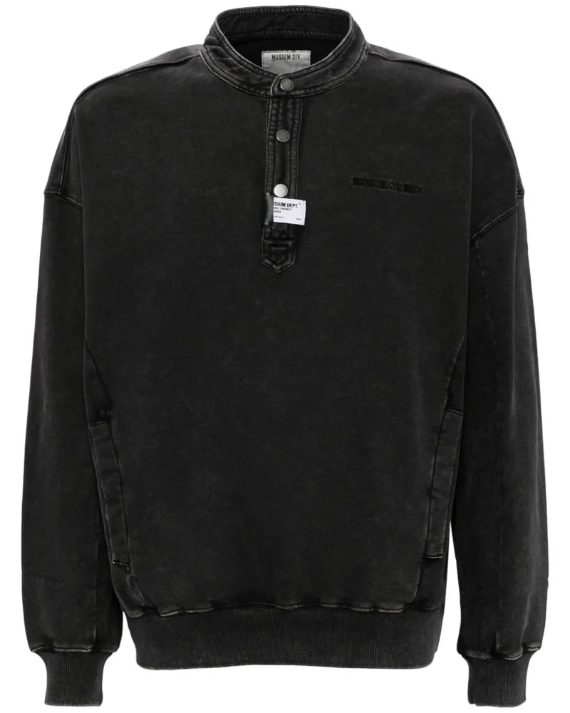 Musium Div. Henley Sweatshirt - Schwarz Schwarz