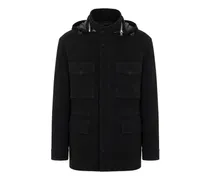 Wildlederjacke mit Kapuze - Schwarz