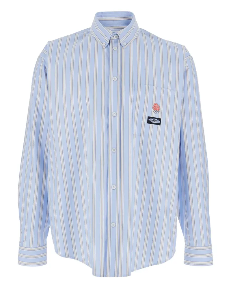 MSGM Gestreiftes Hemd mit Rosenstickerei - Blau Blau